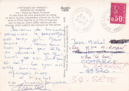 -SAINT LAURENT DU PAPE -07--cachet Rond Manuel Du 19-8-1974 - Type Marianne Béquet  Sur Cpsm Gorges Du VERDON - Handstempels