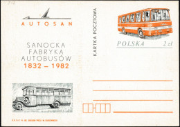 Pologne 1982. Entier Postal 150 Ans De Construction D'autobus - Bussen