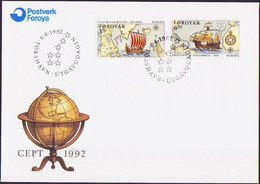 Europa CEPT 1992 Féroé - Färöer - Faroe - Danemark FDC Y&T N°225 à 226 - Michel N°231 à 232 - 1992