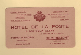 Carte Note - Hotel De La Poste - Remiremont Vosges - Werbung