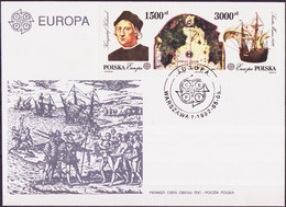 Europa CEPT 1992 Pologne - Poland - Polen FDC Y&T N°3178 à 3179 - Michel N°3377 à 3378 - 1992