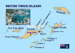 British Virgin Islands Map New Postcard * Carte Geographique * Landkarte - Virgin Islands, British