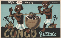 1 Card  Black People  PUB Congo Buscoco  Coconut  Litho Deboo  28x 17cm - Pubblicitari