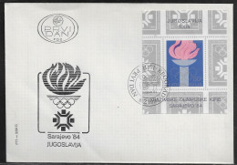 Yugoslavia FDC  Sc.  1672 Souvenir Sheet.   Summer Olympic Games 1984 - Los Angeles.  FDC Cancellation On FDC Envelope - FDC