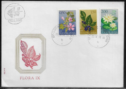 Yugoslavia FDC  Sc.  1056-1058.   Flowers (1971).  FDC Cancellation On FDC Envelope - FDC