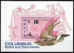 Nevis 1992 MNH MS, Columbus, Myths & Discoveries, Birds, Strom Petrel - Aves Gruiformes (Grullas)