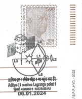 India 2024 Aditya L1 Lagrange Point 1,Sun, Satellite, ISRO,Space, Science, Postmark, Envelope Cover (**) Inde Indien - Storia Postale