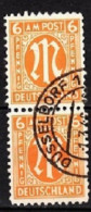 GERMANY / British-American Bizone 1945 M In Oval, American Printing. 6Pf Pair, Used - Used