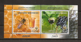 MONTENEGRO 2005, BLOCK 1,GASTRONOMY,GRAPA,HONEY,BEES,MICHEL 106-7,MNH - 2005