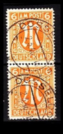 GERMANY / British-American Bizone 1945 M In Oval, British Printing, 6Pf PAIR, Used - Gebraucht