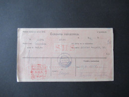 Delcampe - Jugoslawien SHS 1921 Cekovna Nakaznica Rücks. Dienstmarke Ausgabe Slowenien Mi.Nr.46 / Zirovnica Kranjsko + Roter Stp. - Brieven En Documenten