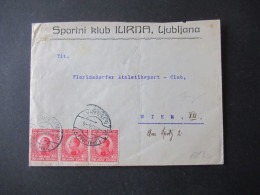 Jugoslawien SHS 1924 Kraljevina Mi.Nr.178 MeF Umschlag Sportni Klub Ilrija , Ljubljana An: Floridsdorfer Athletiksport - Brieven En Documenten