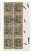 Burma SG 017 King George VI Th ERROR Over Print Shifted To Left Block Of 8 Stamps Used (sh44) - Myanmar (Burma 1948-...)