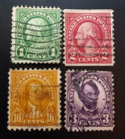 Etats Unis 1923 Benjamin Franklin, James Monroe ,George Washington &  Abraham Lincoln Lot 1 - Used Stamps