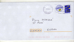 Enveloppe FRANCE Prêt à Poster Lettre 20g Oblitération 91 EVRY CTC 27/06/2008 - PAP: Aufdrucke/Blaues Logo