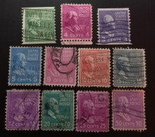États-Unis 1938 -1939 Presidential Issue  Présidents Américains Perforation: 11 X 10½ Lot 1 - Used Stamps