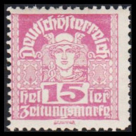 1920-1921. ÖSTERREICH. Zeitungsmarke, 15 Heller PRIVATE Perforated Hinged. (Michel 301) - JF541485 - Ungebraucht