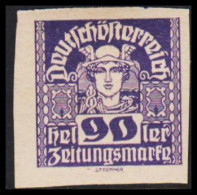 1920-1921. ÖSTERREICH. Zeitungsmarke, 90 Heller Imperforated Brown Paper Hinged. (Michel 308) - JF541491 - Ungebraucht