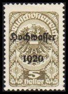 1921. ÖSTERREICH. Hochwasser 1920 Overprint On 5 Heller Hinged. (Michel 340) - JF541497 - Ungebraucht