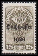 1921. ÖSTERREICH. Hochwasser 1920 Overprint On 15 Heller Hinged. (Michel 342) - JF541498 - Ungebraucht