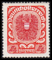 1920-1921. ÖSTERREICH. Wappenzeichnung. 4 Kronen, Hinged. (Michel 317) - JF541501 - Ungebraucht