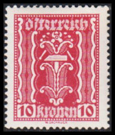 1922. ÖSTERREICH. 10 Kronen Hinged. (Michel 367) - JF541520 - Ungebraucht