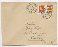 FRANCE BLASON 2FR+3FR LETTRE AMBULANT LYON A STRASBOURG 2° 16.3.1955 D - 1941-66 Wappen