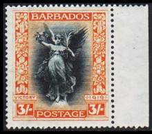1920. BARBADOS. Victory WW1-issue 3/- Light Hinged.  (MICHEL 120) - JF541583 - Barbados (...-1966)