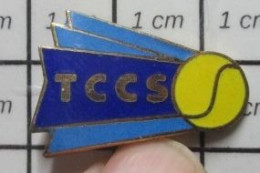 210C Pin's Pins / Beau Et Rare / SPORTS / TENNIS CLUB TCCS BALLE JAUNE - Tennis