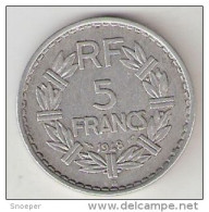 *France 5 Francs 1948 B  Km 888b.2  Vf+ Rare !!!!  Cat Val 70$ - 5 Francs