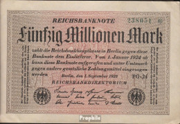 Deutsches Reich Rosenbg: 108j, Wasserzeichen Rauten Kontrollnummer 6-stellig Gebraucht (III) 1923 50 Millionen Mark - 50 Miljoen Mark