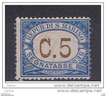 SAN  MARINO:  1925  TX.  CIFRA  -  5 C. AZZURRO  S.G. -  SASS. 19 - Segnatasse