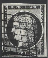 France 1849 Type Cérès Oblitéré N° 3a Noir Sur Blanc - 1849-1850 Cérès