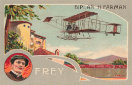 FREY Frey * CPA Illustrateur * Aviation Aviateur Avion Biplan H. Farman MELLONE * Publicité Belle Jardinière Lille - Aviateurs