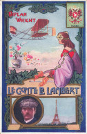 Le Comte DE LAMBERT * CPA Illustrateur Aviation Aviateur Avion Biplan Wright MELLONE * Publicité Belle Jardinière Lille - Piloten