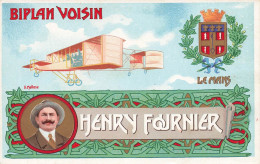 Henry FOURNIER * CPA Illustrateur V. MELLONE * Aviation Aviateur Avion Biplan Voisin * Publicité Belle Jardinière Lille - Aviatori