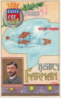 Henry FARMAN * CPA Illustrateur V. MELLONE * Aviation Aviateur Avion Biplan Farman * Publicité Belle Jardinière Lille - Aviatori