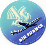 AIR FRANCE * Aviation * étiquette Illustrateur Publicitaire Ancienne * Le Plus Grand Réseau Du Monde ! * Air France - Autres & Non Classés