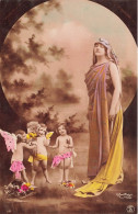 FANTAISIE - Femme - Femme En Toge Entourée D'enfants - Colorisé - Carte Postale Ancienne - Women