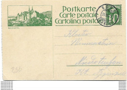 117 - 4 - Entier Postal Avec Illustration "Neuchâtel" Superbe Cachet à Date Berg 1925 - Entiers Postaux