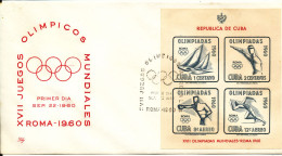 CUBA FDC 22-9-1960 OLYMPIC GAMES Souvenir Sheet With Cachet - FDC