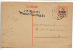 AMAY Belgique Entier 8 Cent Belgium + Censure (contrôle Postal) Griffe Noire Peu Courant 1918      ..G - Other & Unclassified