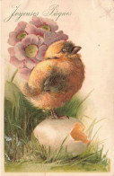 FÊTES - VŒUX - Joyeuses Pâques - Poussin - Coquille - Fleurs - Carte Postale Ancienne - Ostern