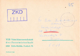 DDR Brief ZKD VEB Maschinenwerkstatt Der Forstwirtschaft Zella Mehlis 1989 - Service Central De Courrier