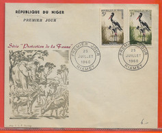 OISEAUX ECHASSIERS NIGER LETTRE FDC DE 1960 - Storchenvögel