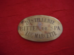 BELGIQUE SPA PLAQUE CUIVRE DISTILLERIE BITTER DE SPA LUC MARCETTE - Insegne