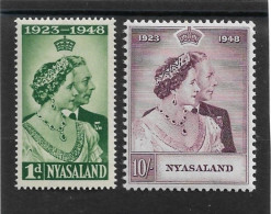 NYASALAND 1948 SILVER WEDDING SET MOUNTED MINT Cat £18 - Nyassaland (1907-1953)