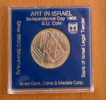 Art In Israel Independence Day 1988, Silber 850, 30mm, 14.4 Gr. B.U. 1 Sheqel Shequel - Israele