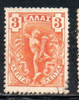 GREECE GRECIA ELLAS 1901 GIOVANNI DA BOLOGNA'S HERMES FLYING MERCURY MERCURIO 3l USED USATO OBLITERE' - Used Stamps