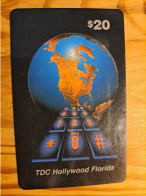 Prepaid Phonecard USA, TDC Hollywood Florida - Earth, Globe - Sonstige & Ohne Zuordnung